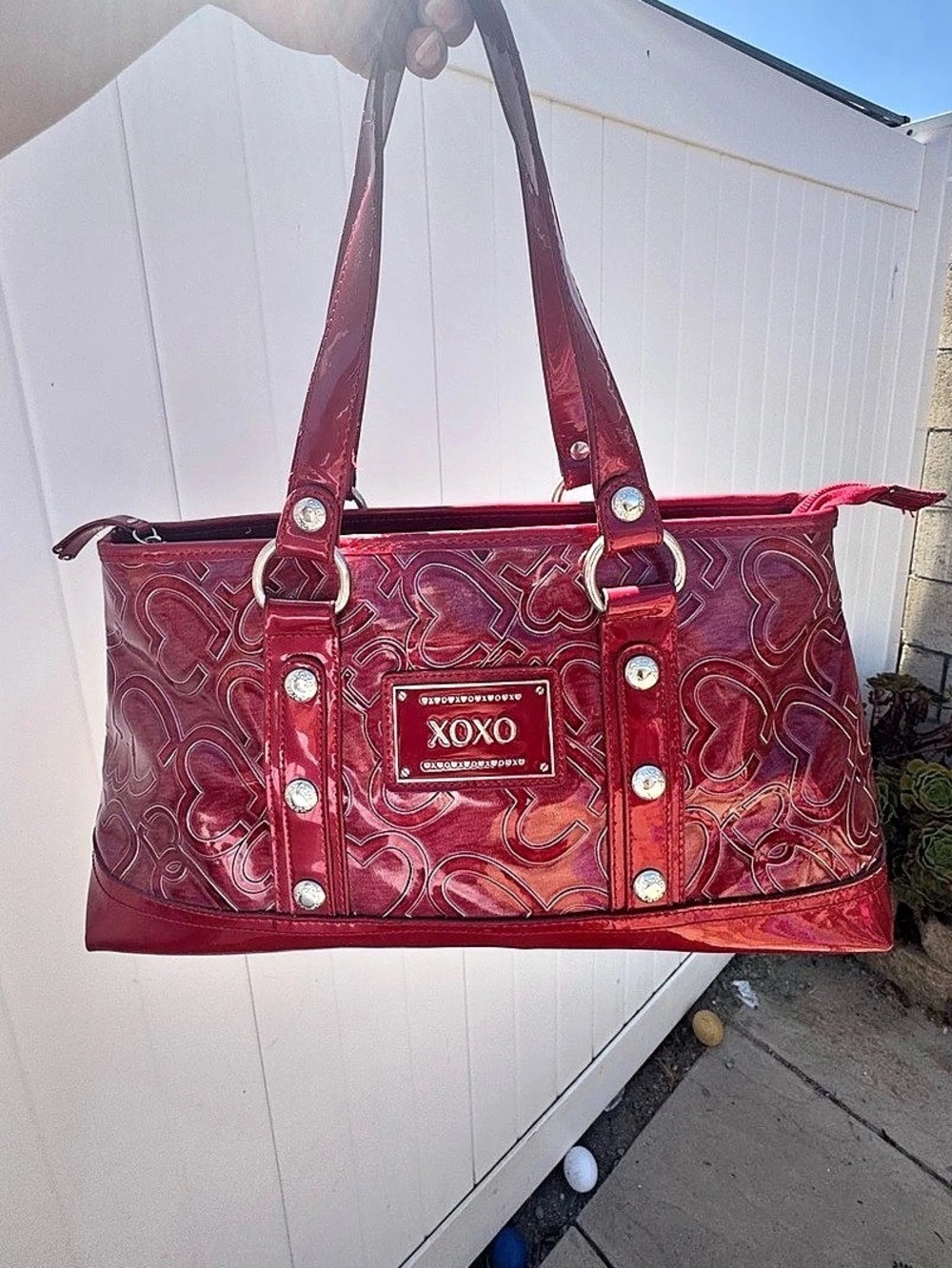 XOXO Red Vinyl Tote Bag